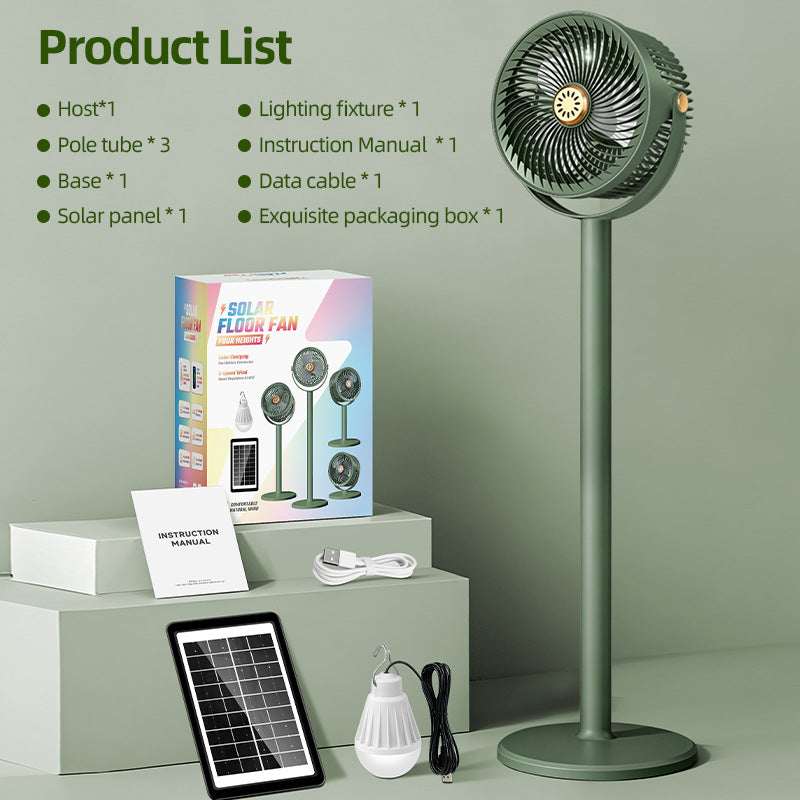 Unisex Solar-Powered Multi-Functional Floor Fan Stornfield