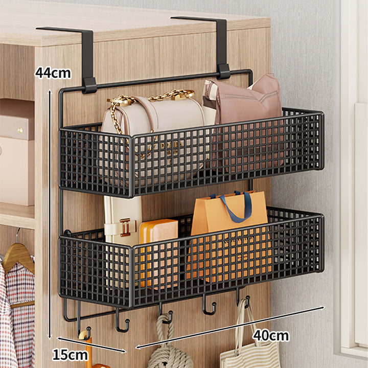 Overdoor Mesh Storage Organizer with Hooks