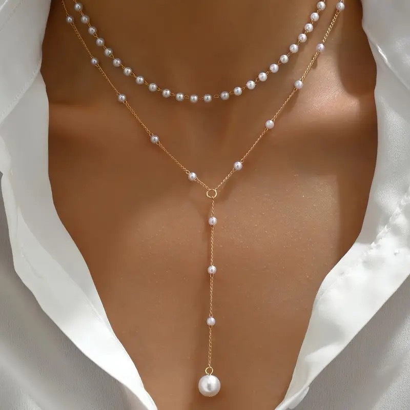 Layered Pearl Chain Necklace Stornfield