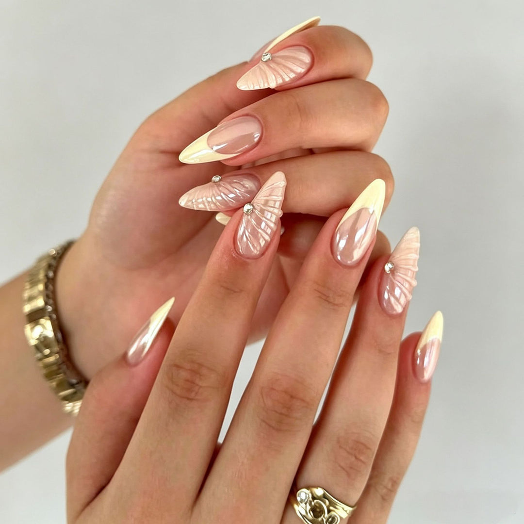 Elegant Press-On Nail Tips with Decorative Bow Stornfield