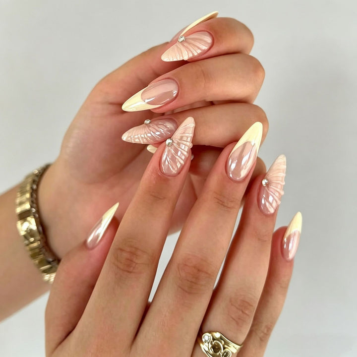 Elegant Press-On Nail Tips with Decorative Bow Stornfield