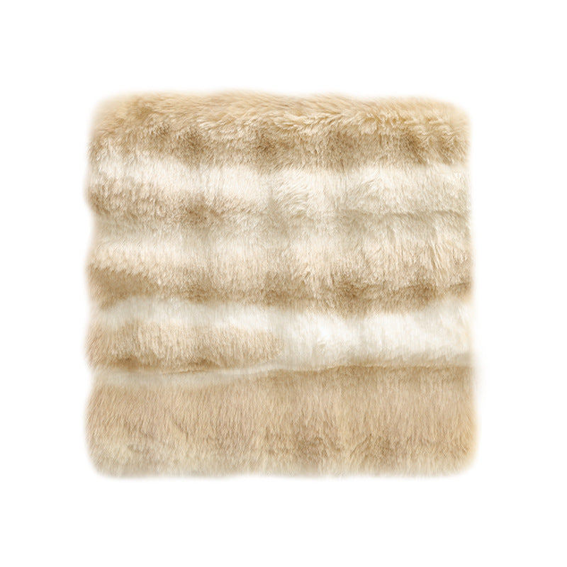 Square luxurious faux fur floor seat cover with dense long pile Stornfield