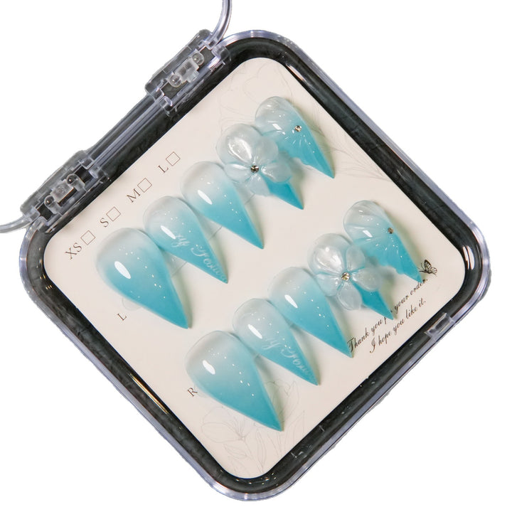 Artistic Stiletto Press-On Nails with Floral Accents  1791254990