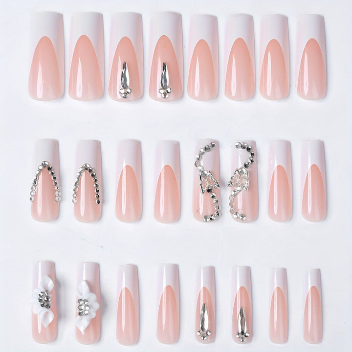 Decorative Rhinestone-Embellished Press-On Nail Set