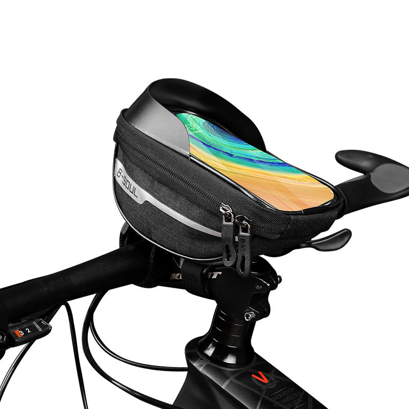 touchscreen handlebar phone bag with waterproof shell and reflective strip Stornfield