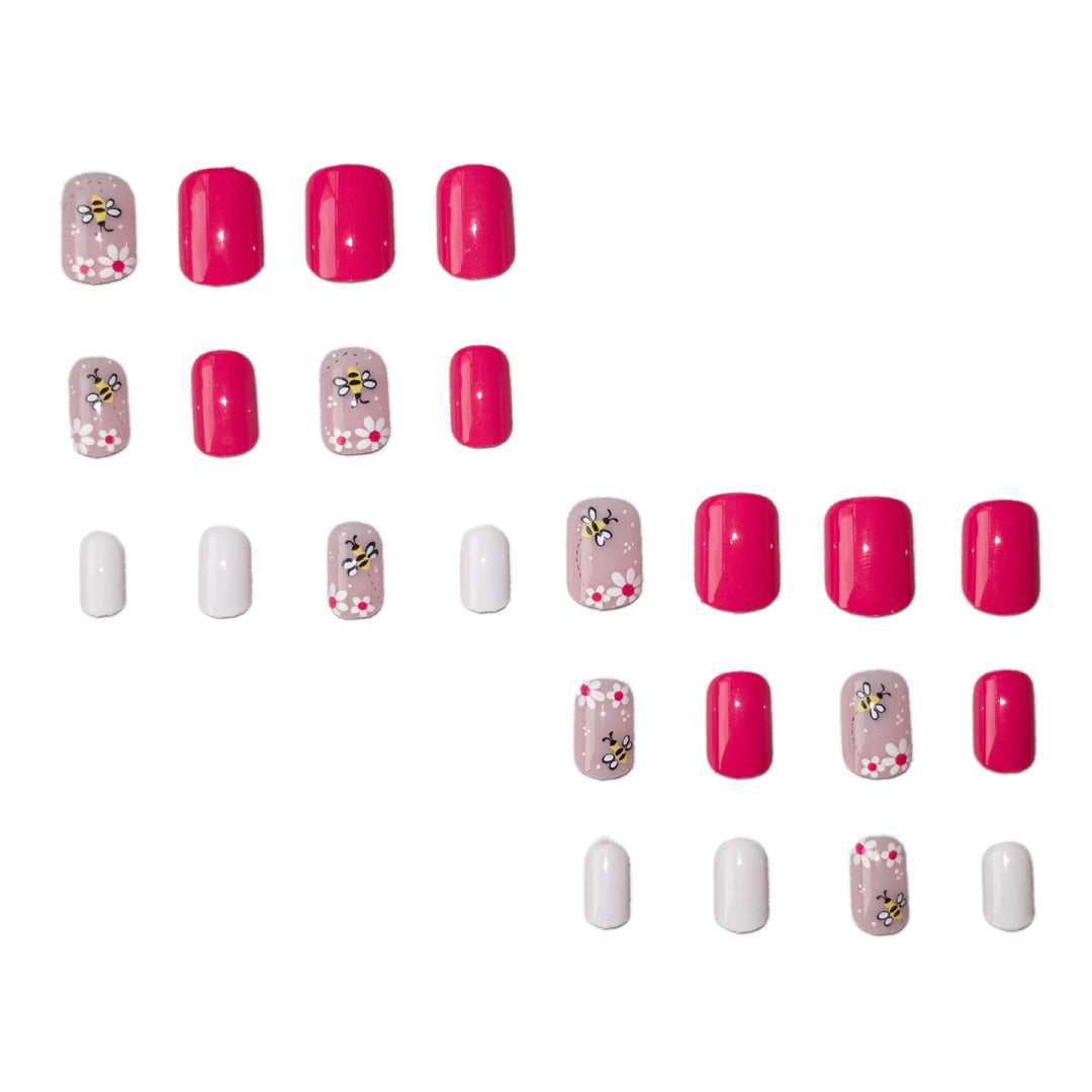 Artistic Floral Bee-Inspired Nail Art Set
