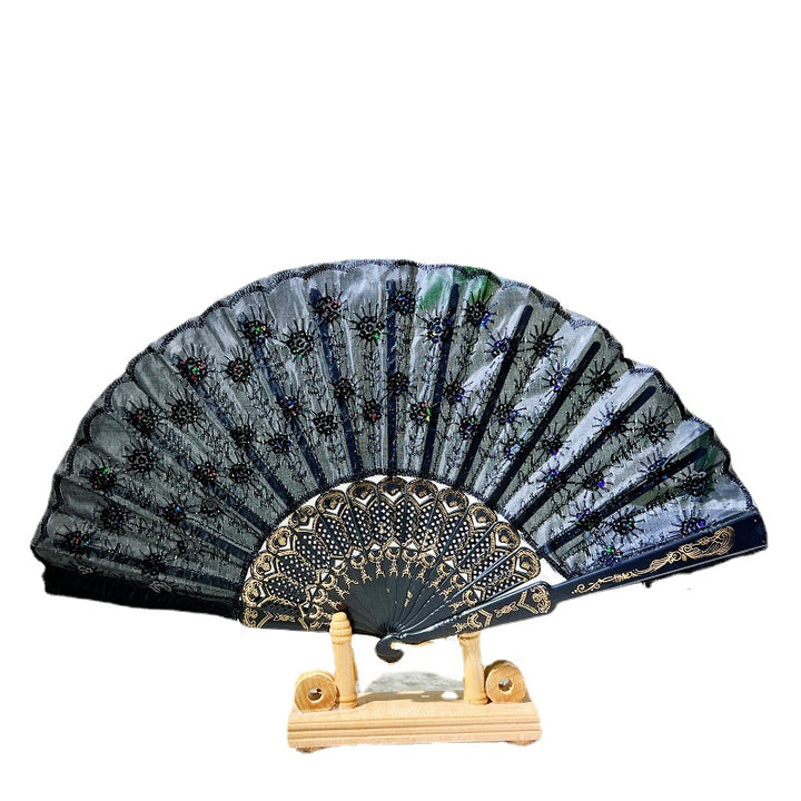 Women's folding fan with artistic decorations Stornfield