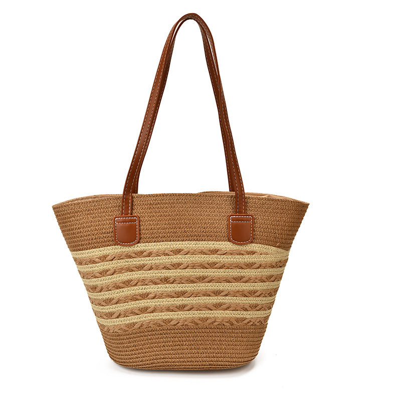 Woven Straw Beach Tote Bag