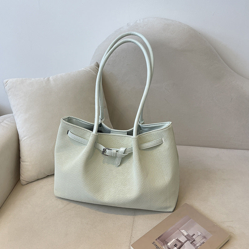 Textured Woven Tote Handbag