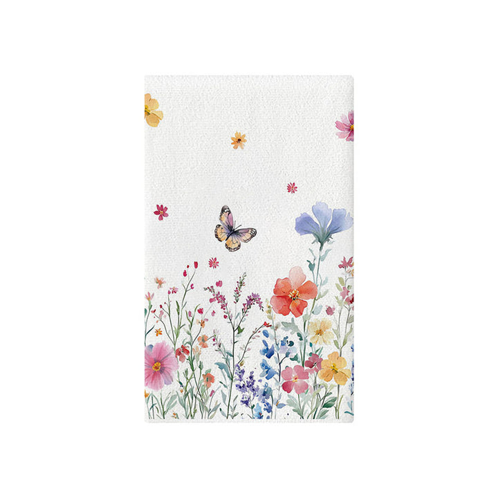 Women's Botanical Cotton Decorative Bath Towel with Butterfly Print