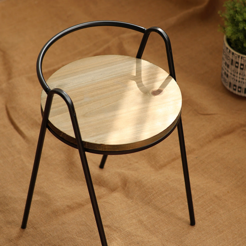 Modern stool with wooden seat and metal frame Stornfield