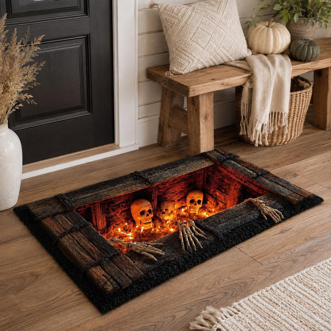 Spooky Skeleton-Themed Area Mat