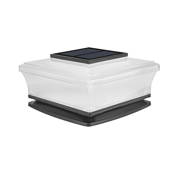 Low-Profile Solar-Powered Square Deck And Fence Post Cap Light With Frosted Diffuser And Integrated Solar Panel Stornfield