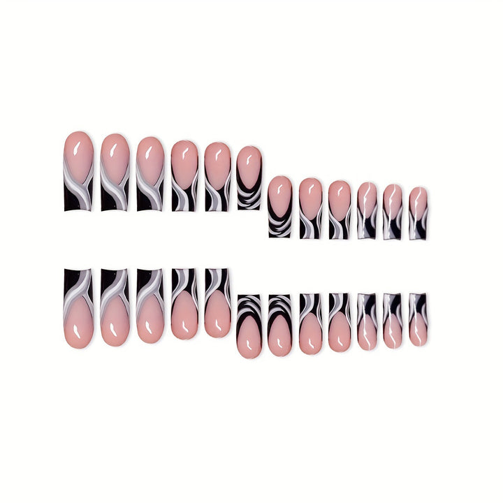 Artistic Press-On Nail Extensions with Marble Design Stornfield