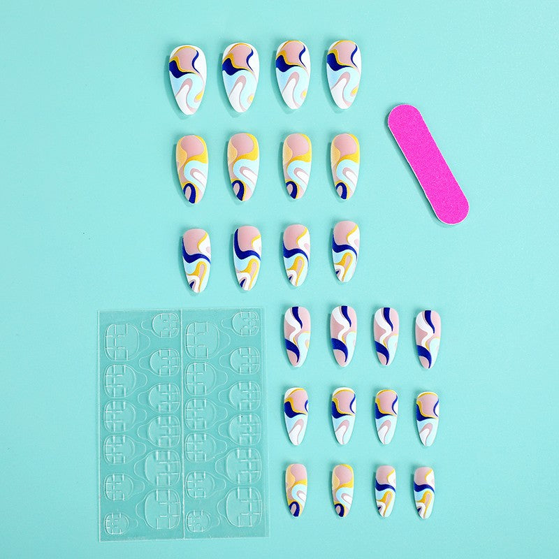 Artificial nails with modern wave-shaped design Stornfield