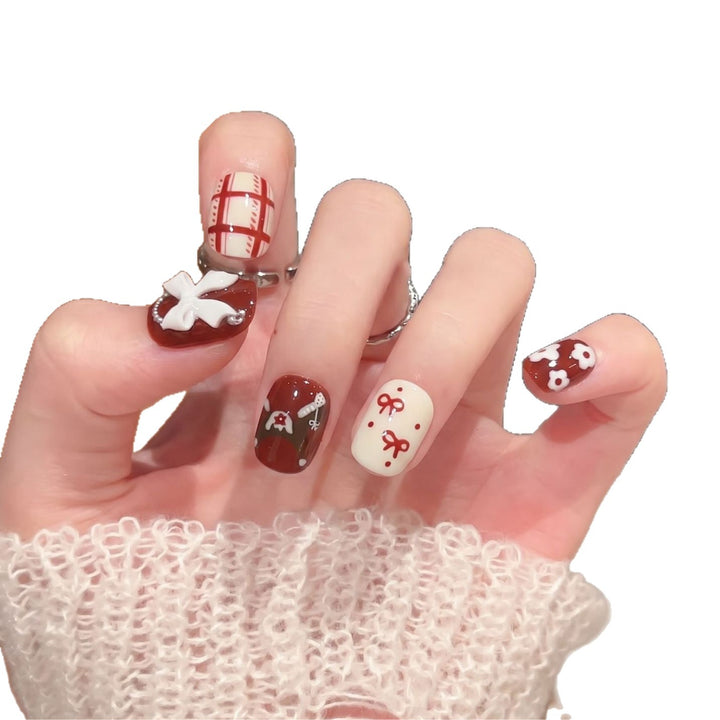 Decorative Press-On Nail Art Set with Unique Patterns Stornfield