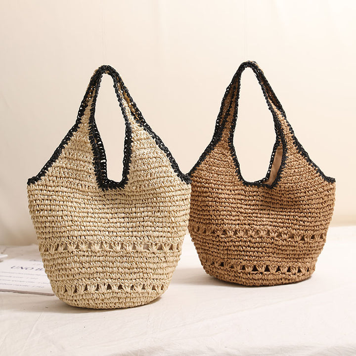 Handmade straw bag with decorative details Stornfield