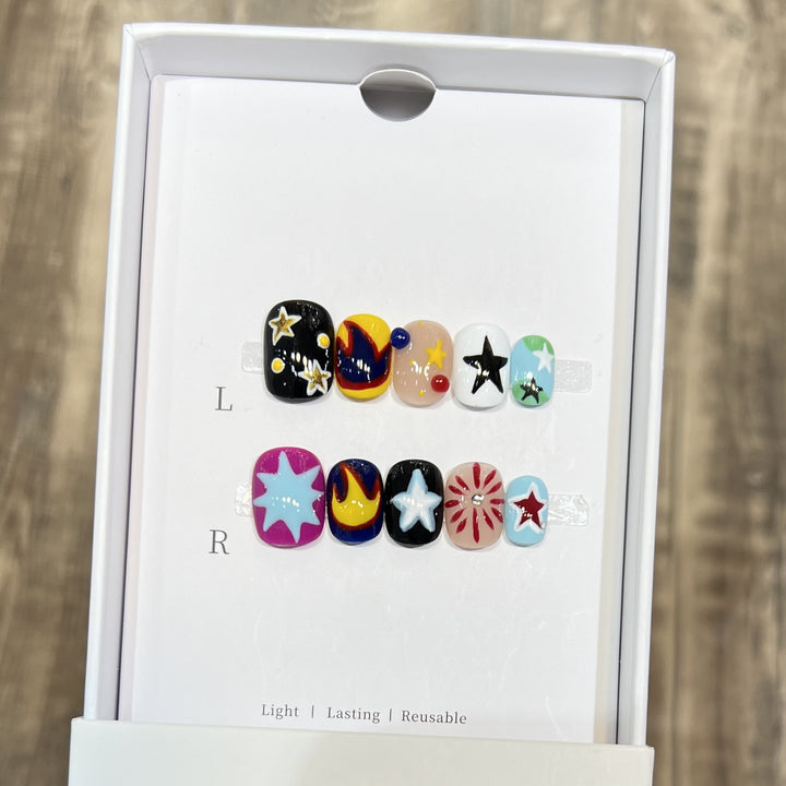 Cosmic-Themed Press-On Nail Art Set Stornfield