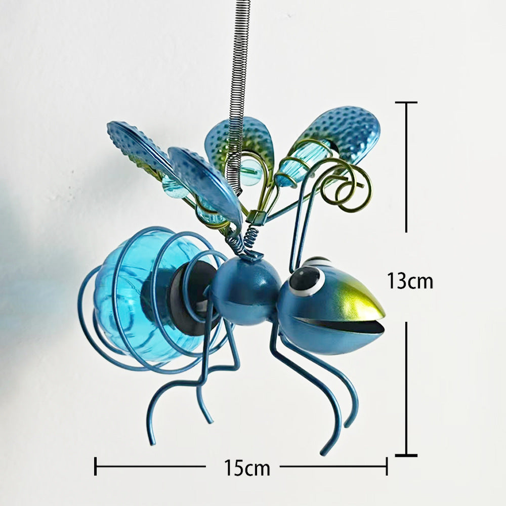 Whimsical Hanging Glass Bee Solar Garden Lantern Ornament Stornfield