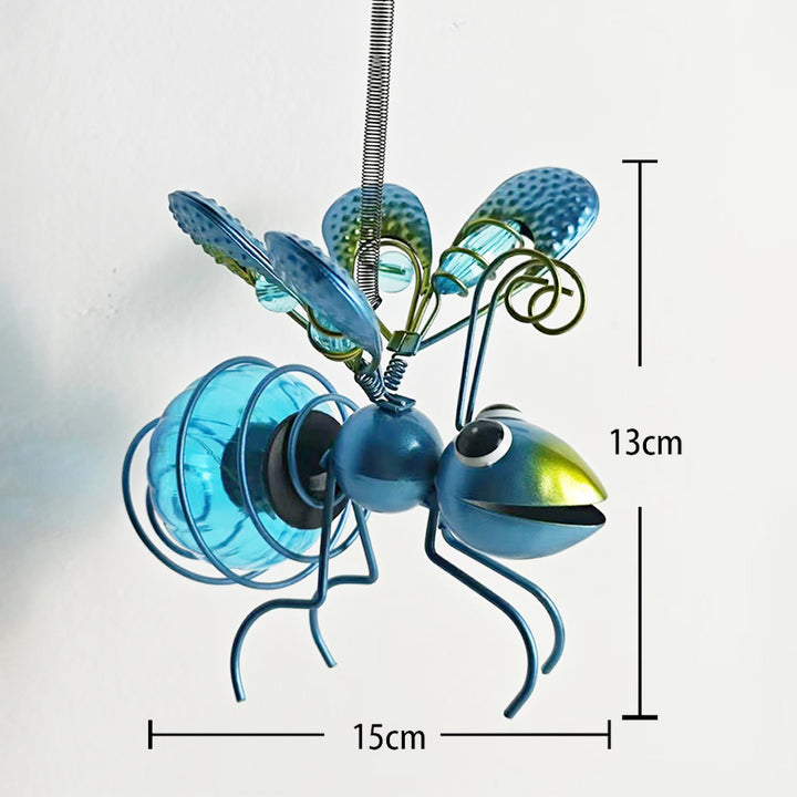 Whimsical Hanging Glass Bee Solar Garden Lantern Ornament Stornfield