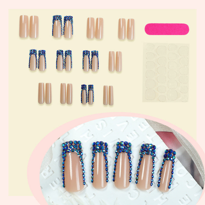 Designer Press-On Nail Set with Rhinestone Accents Stornfield
