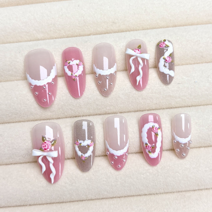 Decorative Floral Press-On Nail Art Set