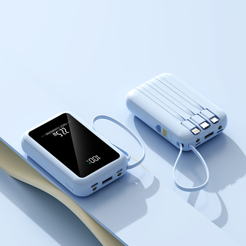 Portable power bank with integrated digital display and versatile cable system Stornfield