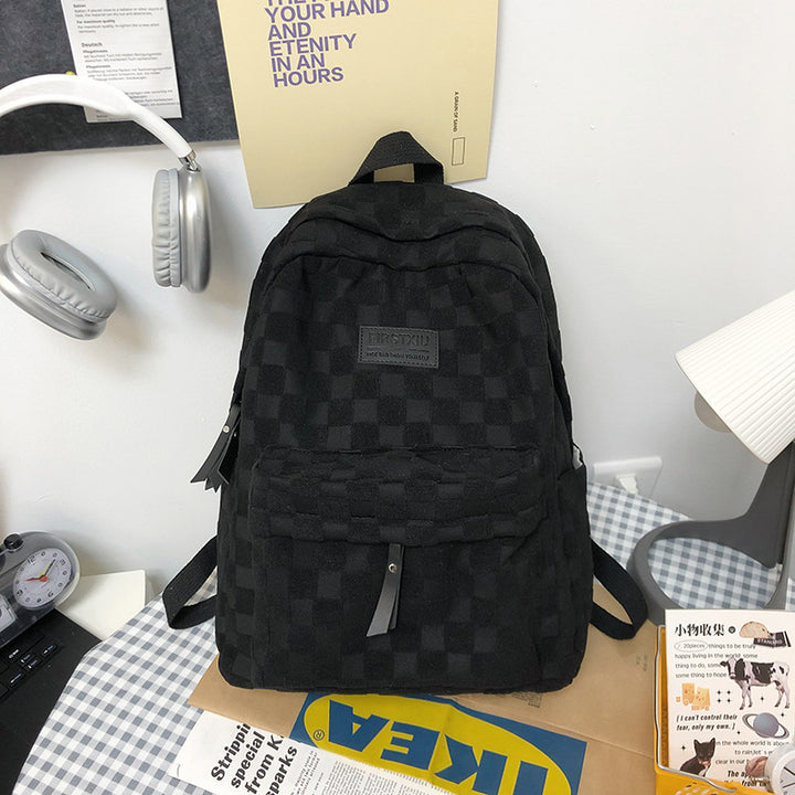 Checkered Textured School Backpack Stornfield