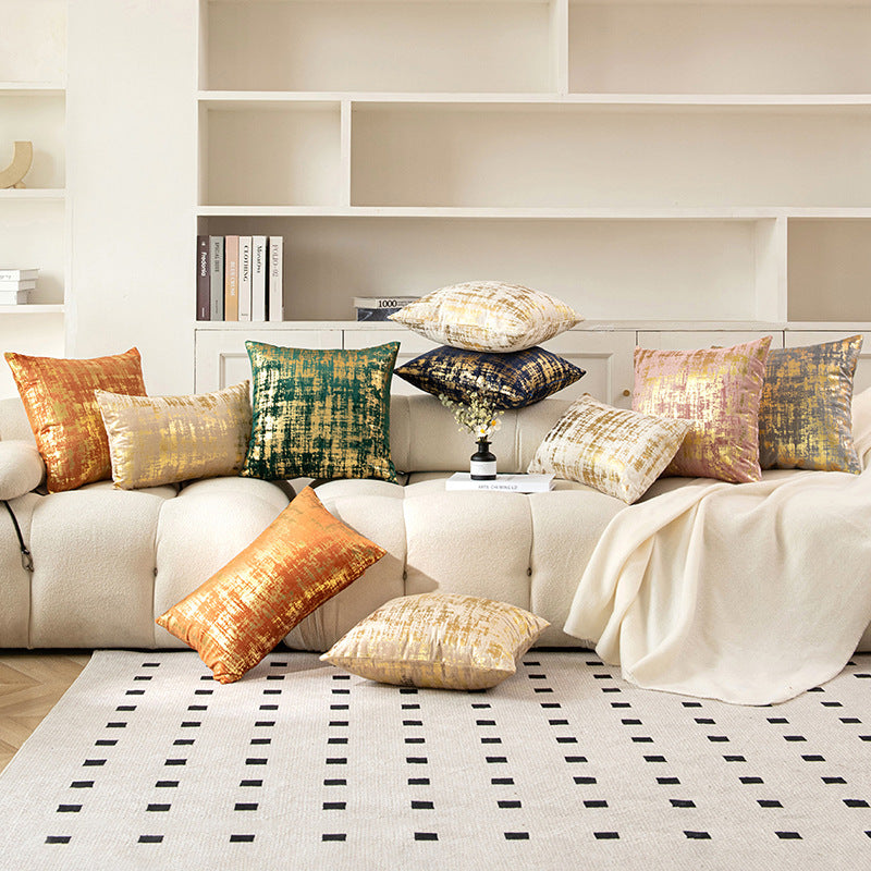 Metallic Abstract Jacquard Throw Pillow Cover Set with Hidden Zipper