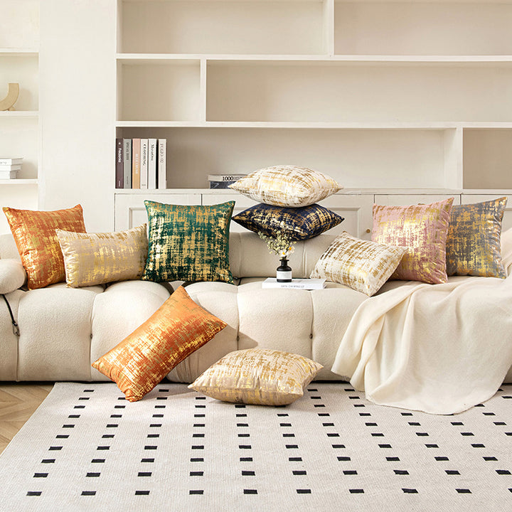 Metallic Abstract Jacquard Throw Pillow Cover Set with Hidden Zipper