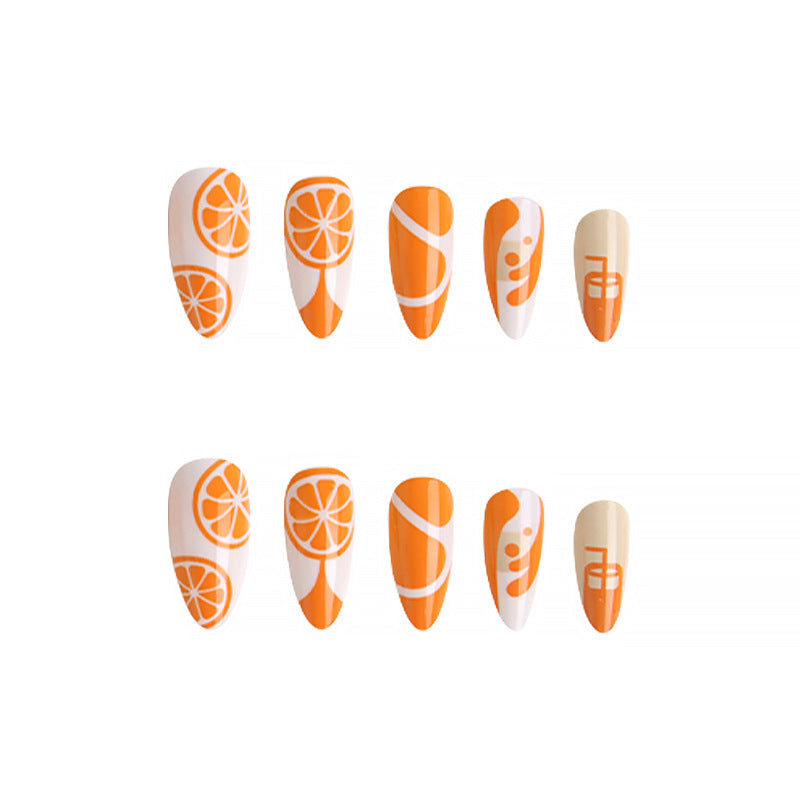 Artificial Nail Set with Fruity Orange Design Stornfield