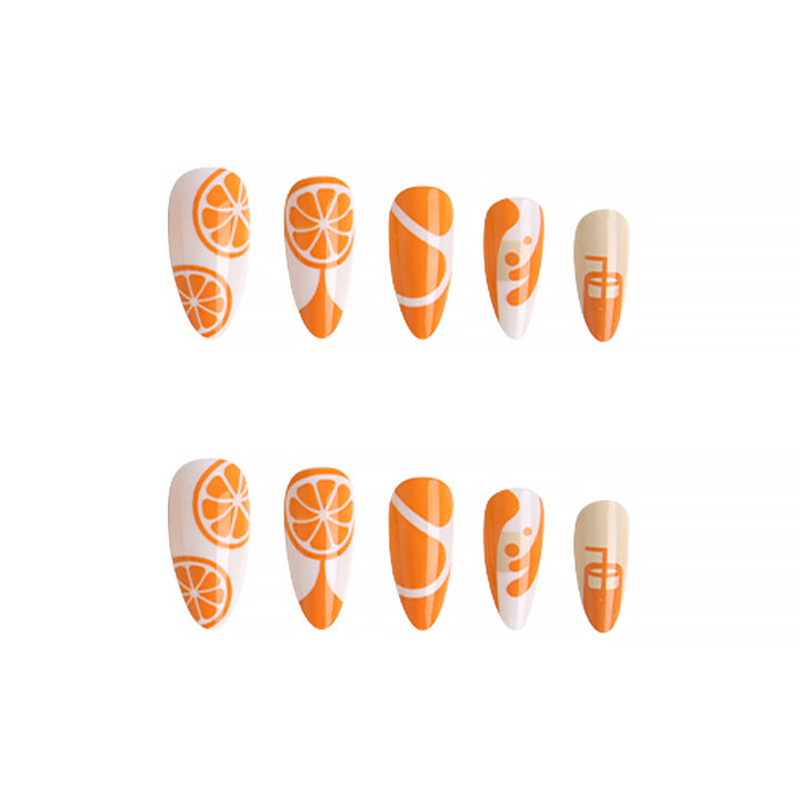 Artificial Nail Set with Fruity Orange Design Stornfield