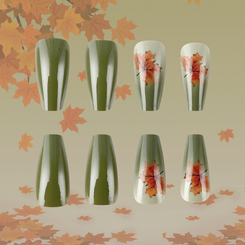 Autumn Leaf-Themed Press-On Nail Art Stornfield