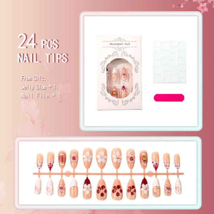 Artistic Floral-Decorated Press-On Nails