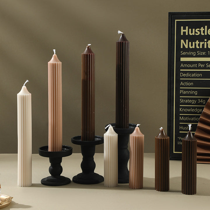 Ribbed Sculptural Column Candle Set