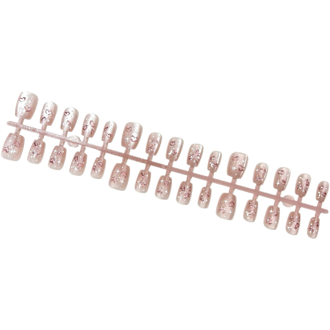 Heart-Embellished Press-On Nail Set