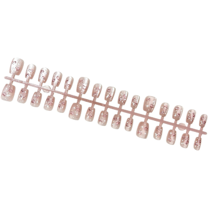 Heart-Embellished Press-On Nail Set