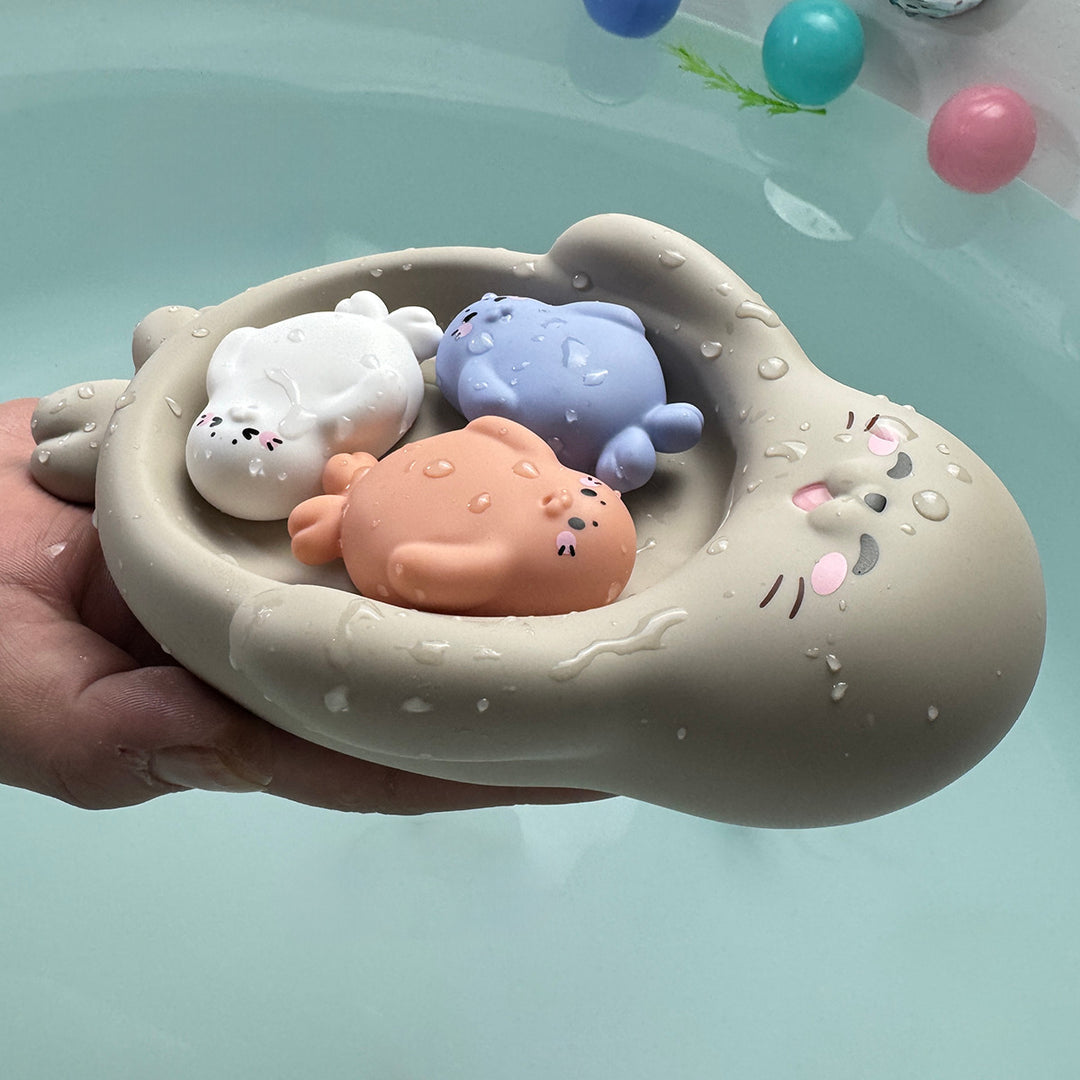 Unisex Bath Fun Toy Set with Cute Hippopotamus Figures Stornfield