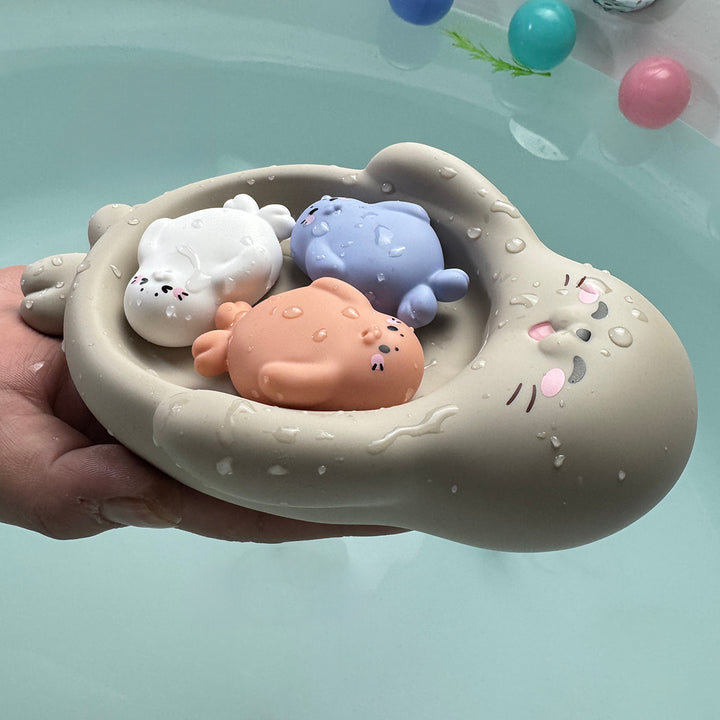 Unisex Bath Fun Toy Set with Cute Hippopotamus Figures Stornfield