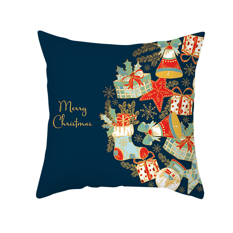 Decorative Holiday Throw Pillow Cover with Festive Ornament Print