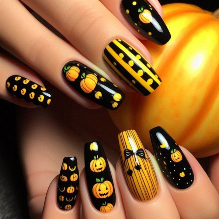 Festive Halloween Pumpkin Nail Art Extensions Stornfield