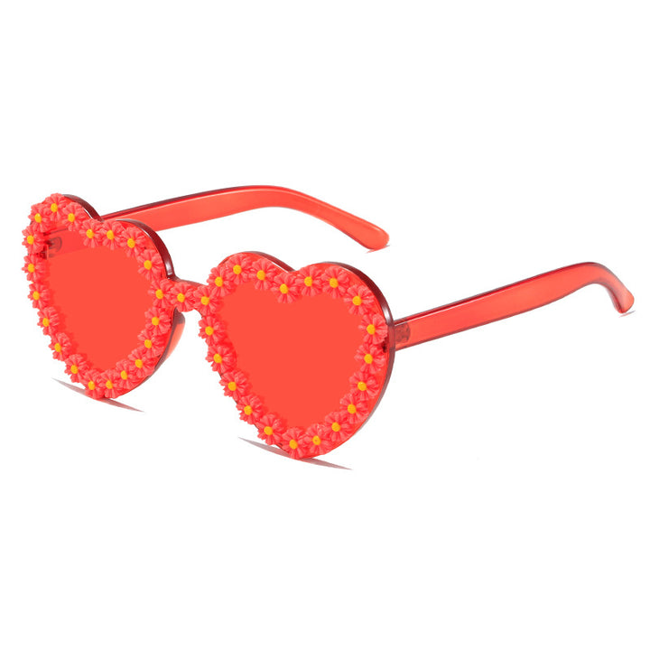 Ladies Love-Shaped Sunglasses with Floral Embellishments Stornfield