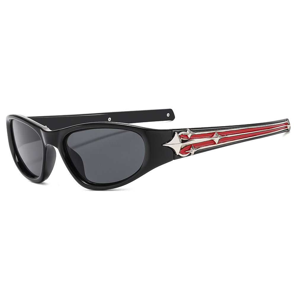 Fashion-Forward Shield Sunglasses with Decorative Frame Design Stornfield