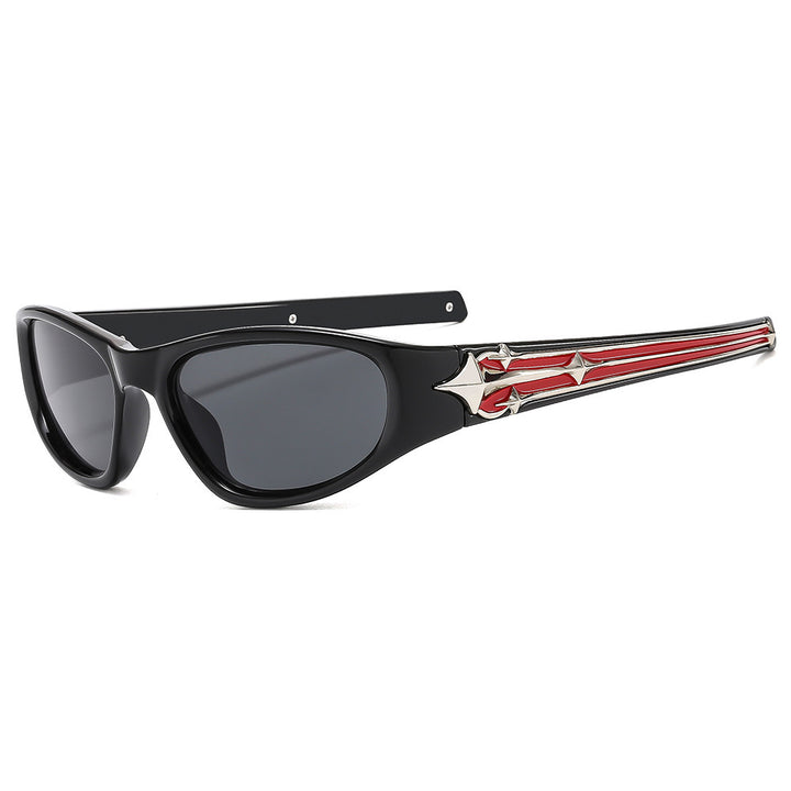 Fashion-Forward Shield Sunglasses with Decorative Frame Design Stornfield