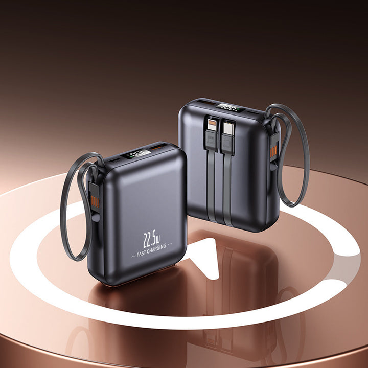 Portable power bank with fast charging function and integrated cable system Stornfield