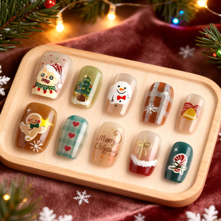 Christmas-Themed Press-On Nail Art Set Stornfield