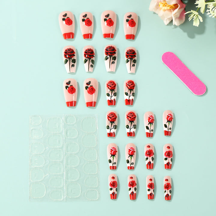 Artificial nails with romantic rose design Stornfield