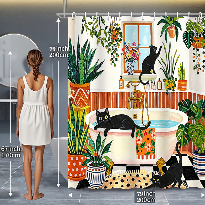 Cat-Themed Bathroom Shower Curtain Stornfield