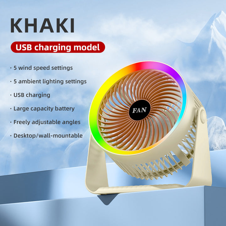 Unisex USB Rechargeable Multifunctional Desk Fan Stornfield