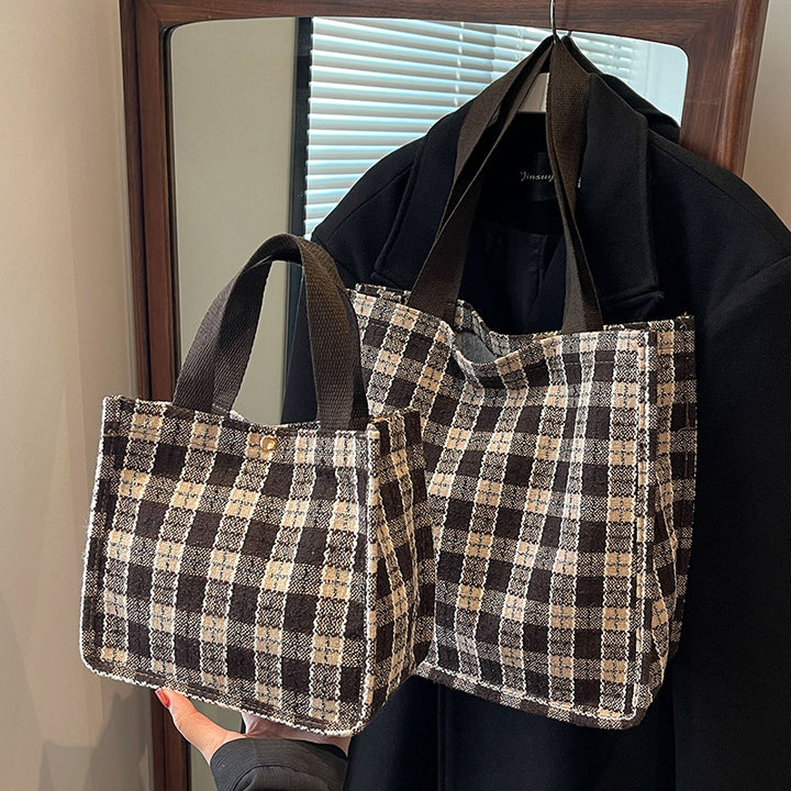 Fashionable Plaid Tote Bag